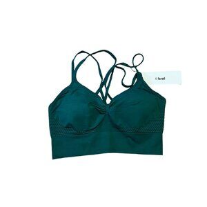 Brxl Womens Sports Bra L Green Seamless Strappy Back Yoga Athletic NWT